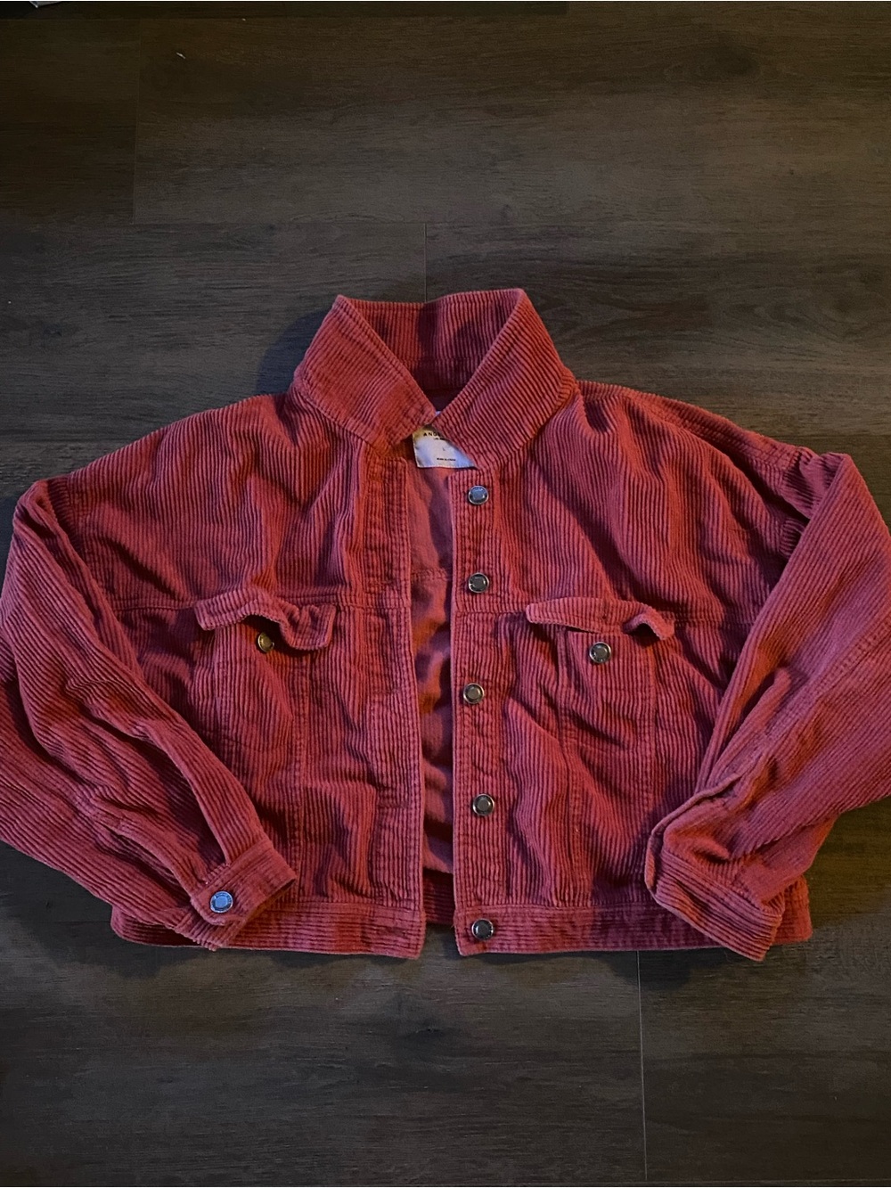 Angel Kiss Women's Brick Red Corduroy Button Jacket